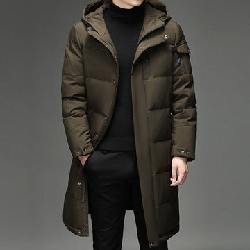 Down Jacket Fashion Long Stand-up Collar Zipper Thermal Cardigan Coat