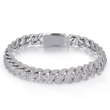 Silver Diamond Cuban Bracelet Necklace