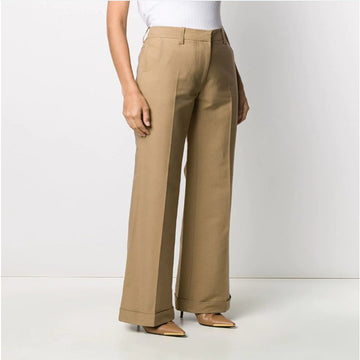 Straight-Leg Curled Suit Trousers With Big Trousers, Ladies Trousers