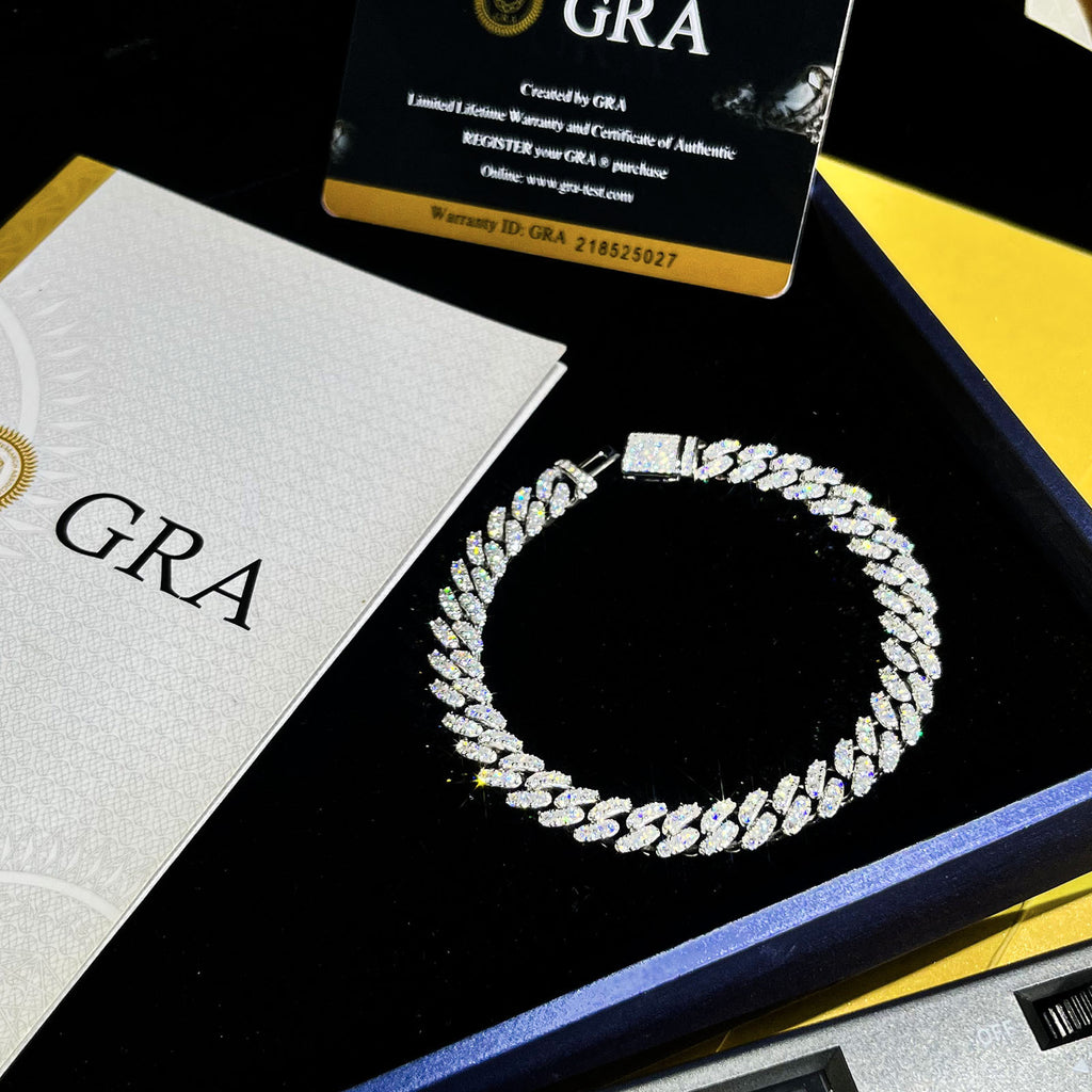 ORVAN™ | Silver Moissanite Cuban Bracelet for Men Daily