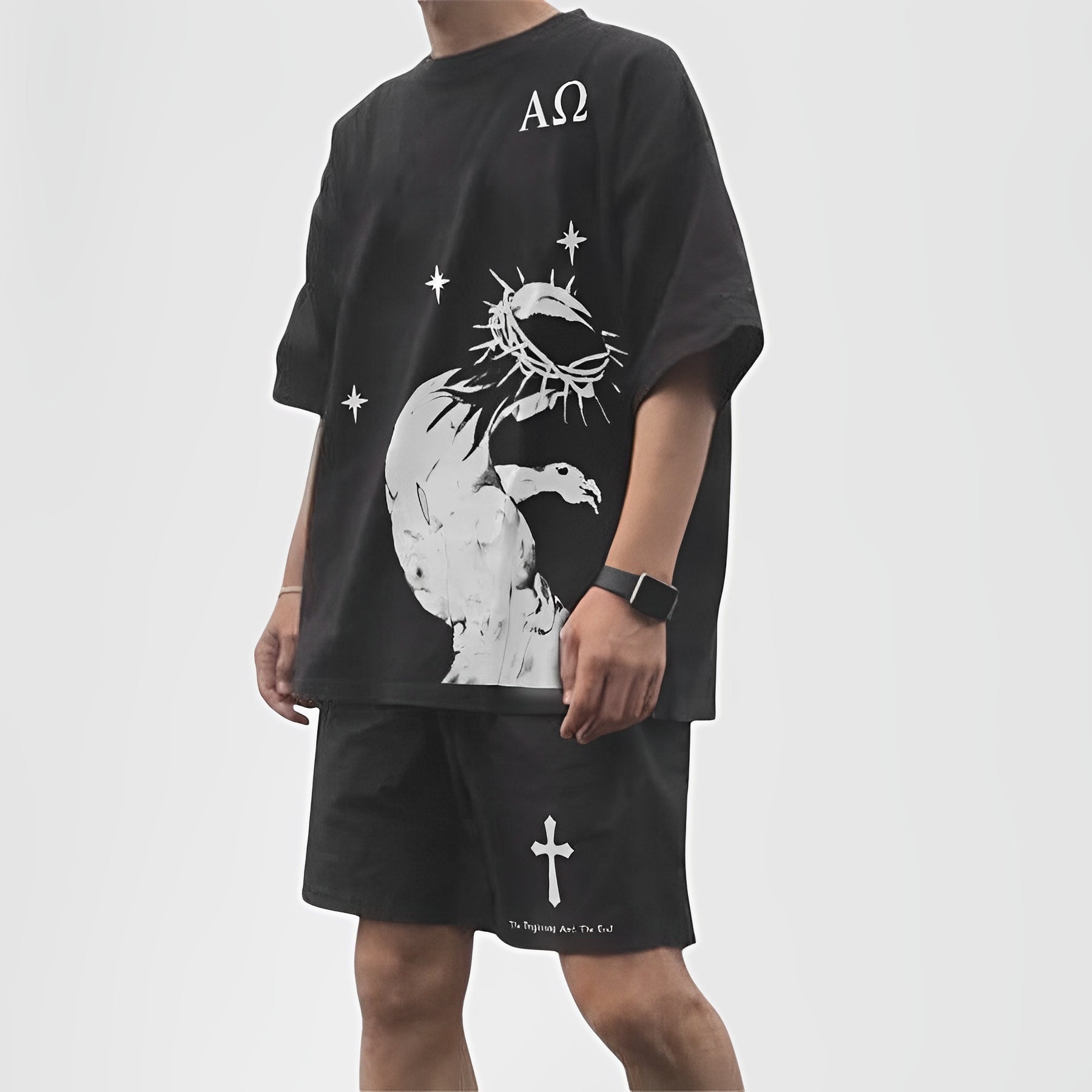 AETHON™ | Conjunto de camiseta y shorts de streetwear estampado para hombre