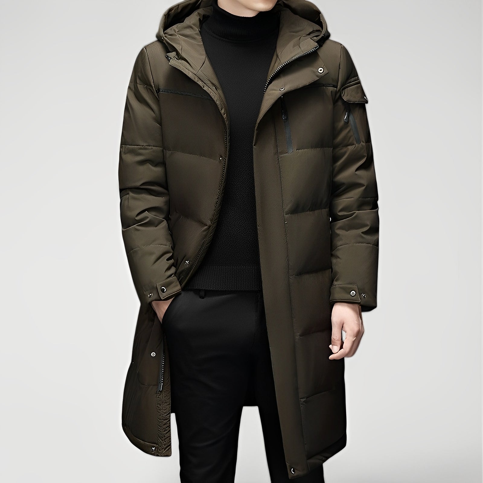 ALDRIC™ | Abrigo largo de invierno para hombre con cuello alto y aislamiento