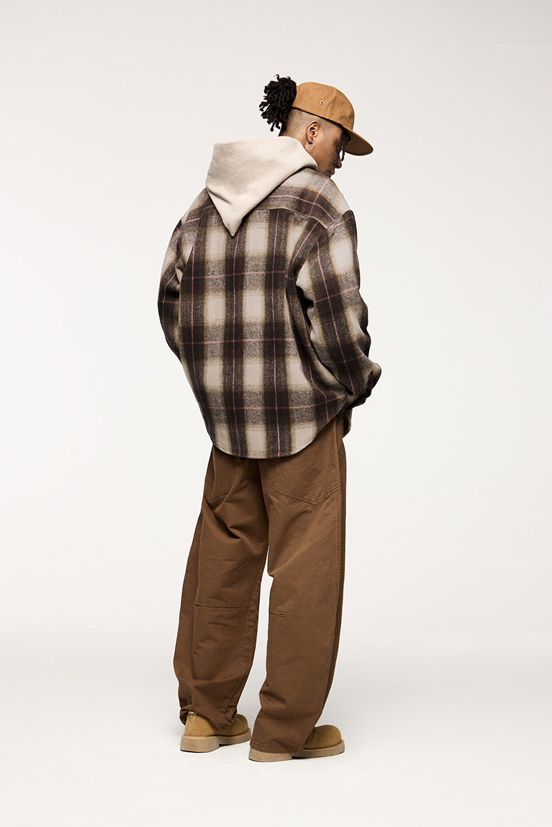 RENZO™ | Chaqueta sobrecamisa de tacto ante a cuadros retro para hombre