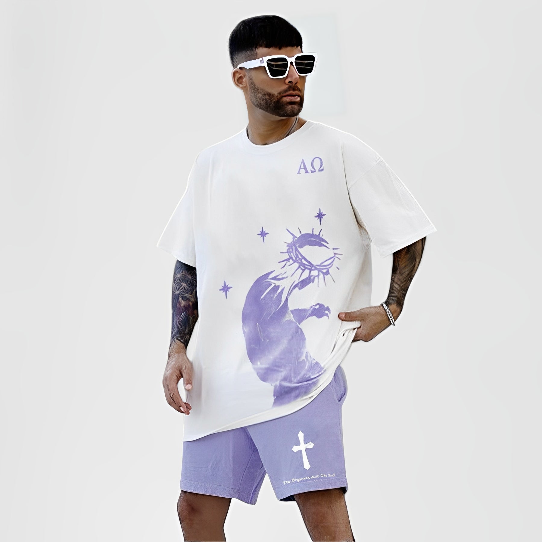 AETHON™ | Conjunto de camiseta y shorts de streetwear estampado para hombre