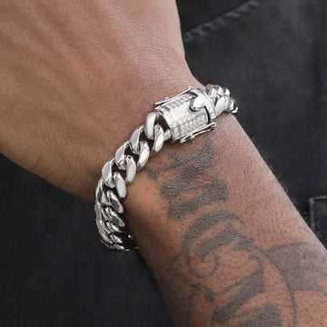 Men's Cuban Link Chain Titanium Steel Silver