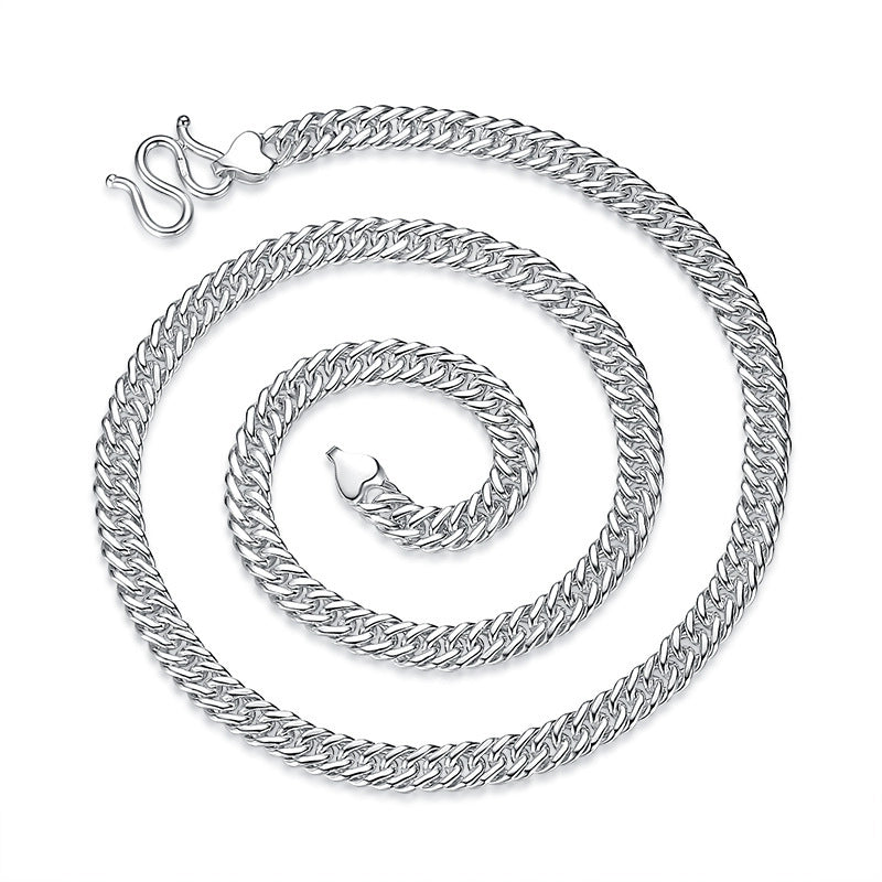 Curb Chain Pure Silver 990 Cuban Necklace Thick Type