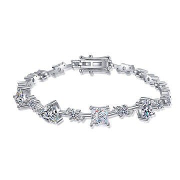 Women's Fashion Sterling Silver Diamond Shaped Bracelet