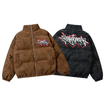 Street Letters Embroidered Cotton-padded Jacket