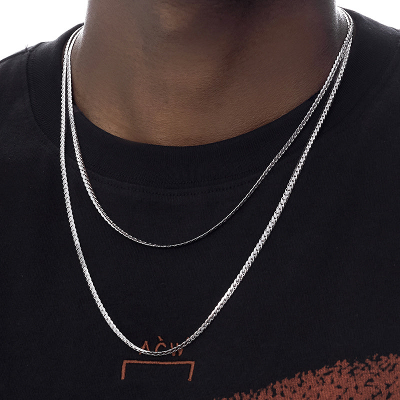 DAMIEN™ | Collar cubano de oro blanco en plata 925 maciza