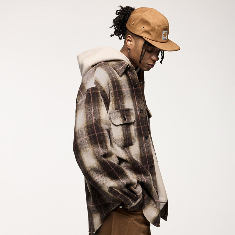 RENZO™ | Retro Plaid Suede-Feel Overshirt Jacket for Men