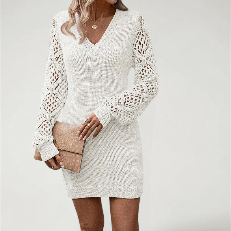 AMARA™ | Vestido de Punto con Manga Larga y Detalle de Abertura