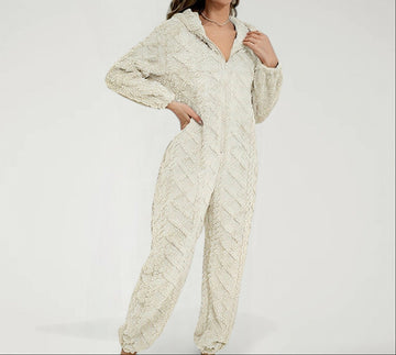 Casual Home Warm Coral Fleece One-piece Pajamas