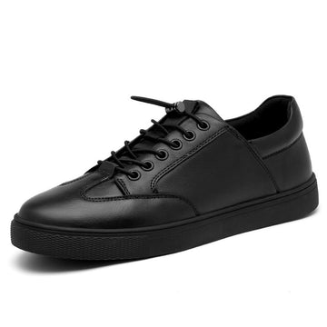 Men's Classic Black Leather Lace-Up Sneakers