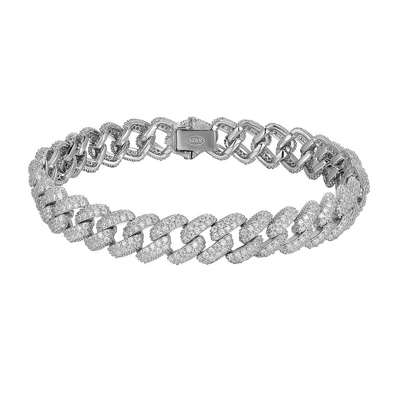 Cuban Link Chain Bracelet Men's Couple Silver