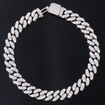 Diamant Cuban Link Kette Armband Silber