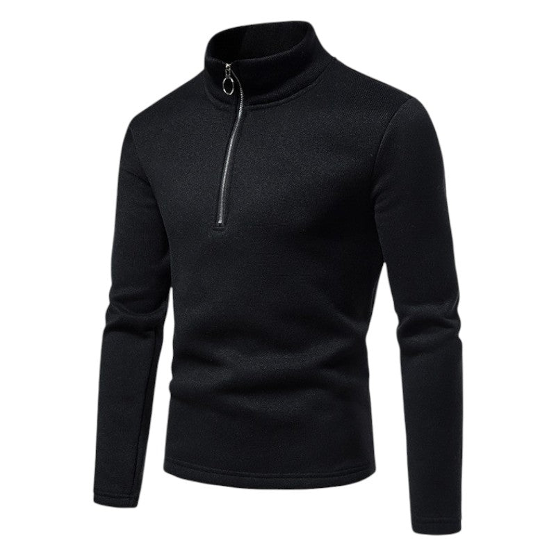 Placket Zipper Design Turtle Neck Sweater Men