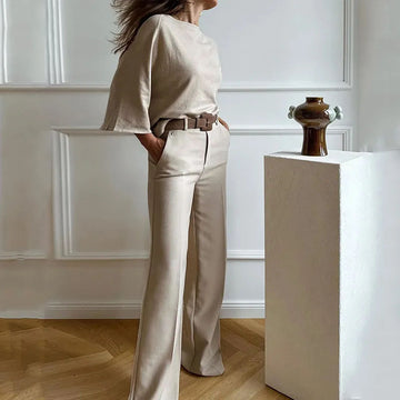 Bat Sleeve Shirt Top Design Feeling Slightly Pull Suit Pants Suit