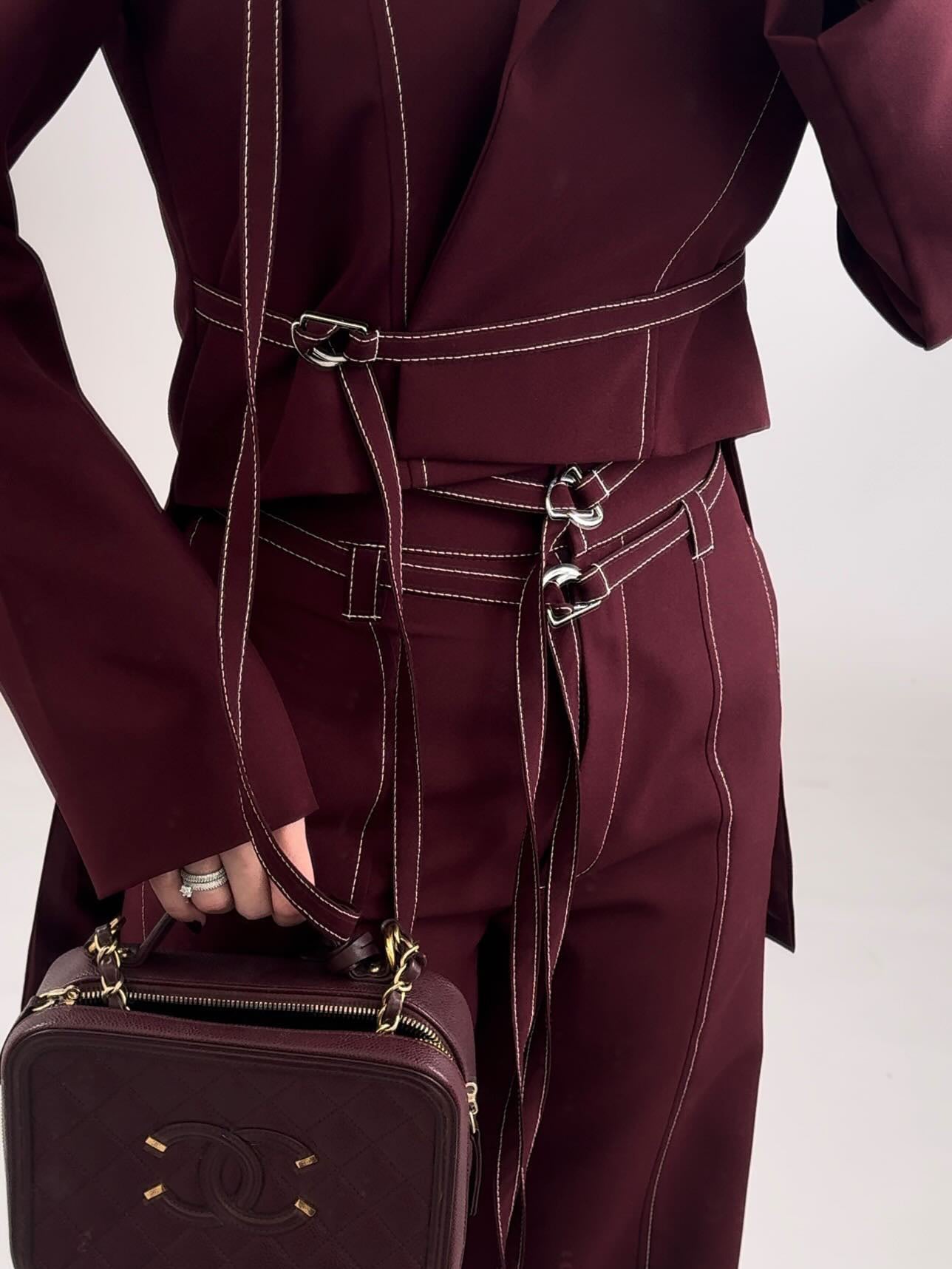 Bordeaux™ | Lace-Up Top and High-Waist Pants Set for Women