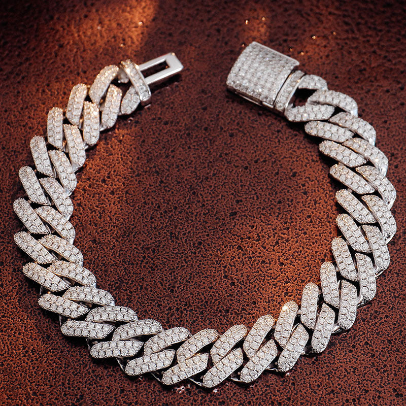 ORVAN™ | Silver Moissanite Cuban Bracelet for Men Daily