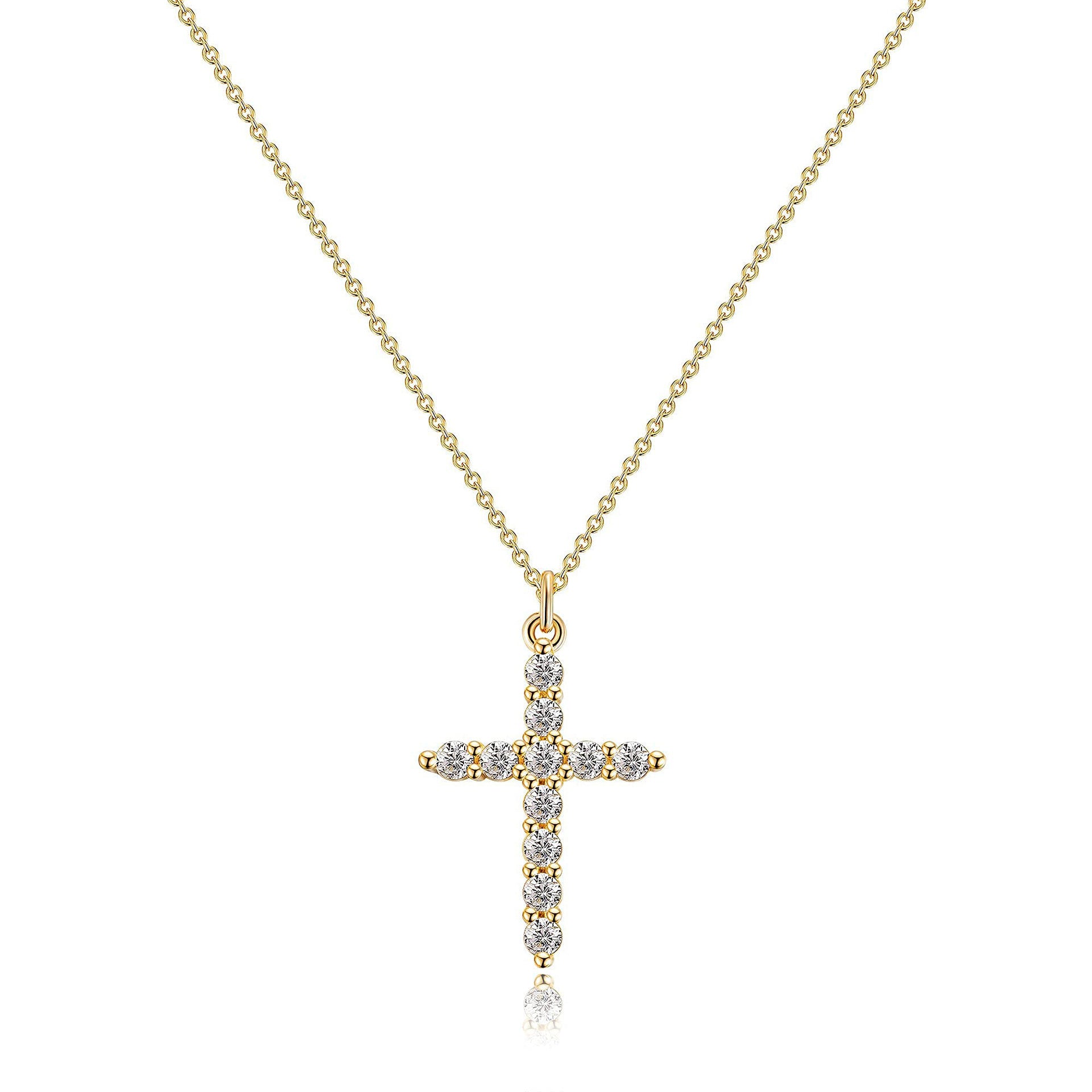 CELINA™ | Collar con colgante de cruz de cristal en tono dorado