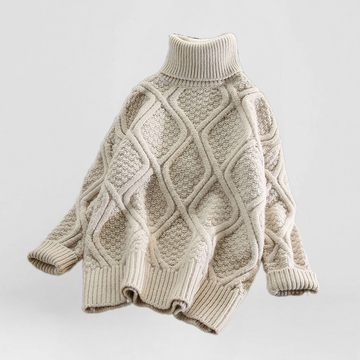 Plaid Turtleneck Knitted Women Sweaters